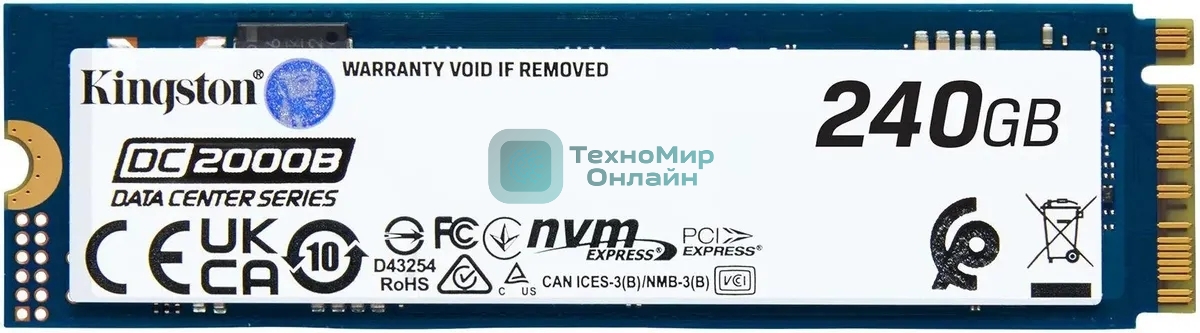 Накопитель SSD Kingston DC2000B, 240Gb, PCIe 4.0 x4, M.2 2280, R/W 4500/400