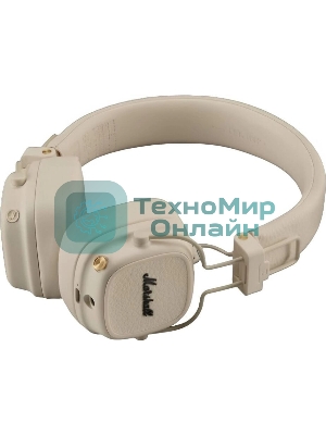 Беспроводные/проводные наушники Marshall Major V бежевый, накладные, Bluetooth + проводной, беспроводная зарядка