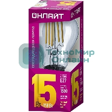 Лампа светодиодная ОНЛАЙТ 80878 OLL-F-A60-15-230-2.7K-E27