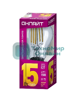 Лампа светодиодная ОНЛАЙТ 80878 OLL-F-A60-15-230-2.7K-E27