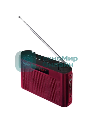 Радиоприемник Perfeo цифровой ТАЙГА FM+ 66-108МГц/ MP3/ встроенный аккум,USB/ бордовый (I70RED) PF_C4940