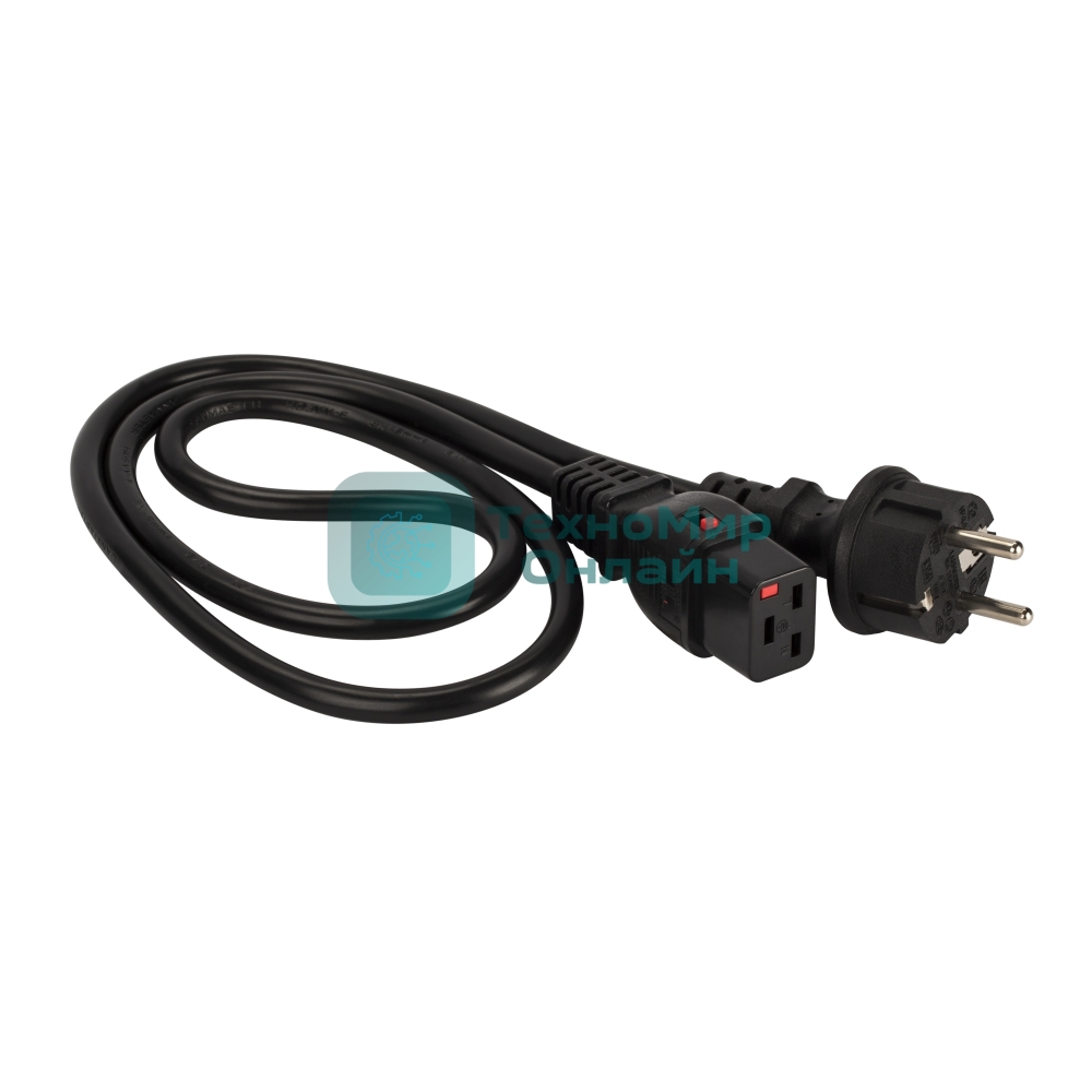 Шнур питания Lanmaster LAN-PP19L/SH-0.5-BK C19-Schuko проводник.:3x1.5мм2 0.5м 220В 16А черный