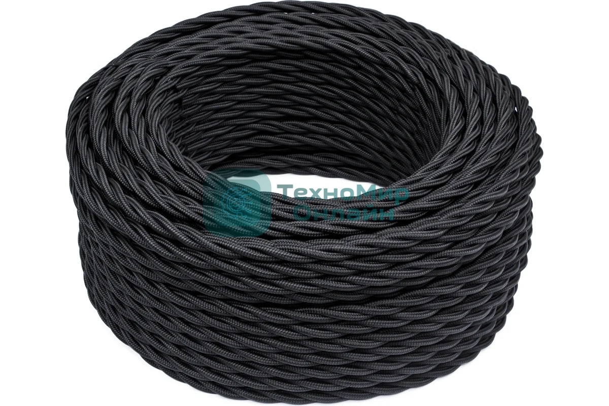 Провод ретро Bironi B1-435-73-50 3х2.5 матовый черный (уп. 50 м)