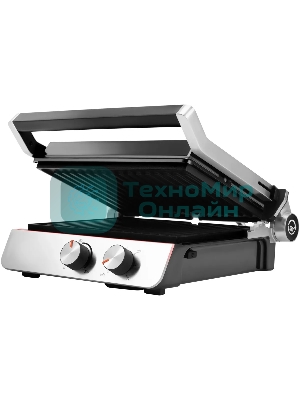 Гриль электрический Hyundai HYG-4046 2200Вт черный/серебристый