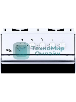 Плита газовая Лада Nova RG 24042 W белый, конфорок 4 газовых, духовка 50 л, 50 см x 85 см x 60 см