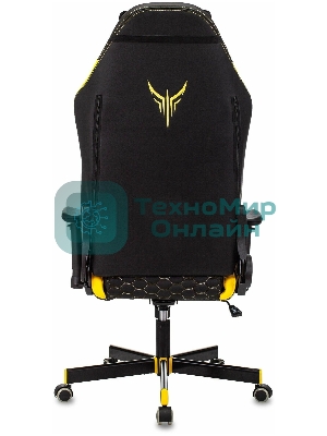 Кресло Knight Neon черный/желтый, экокожа, 120 кг, механизм качания