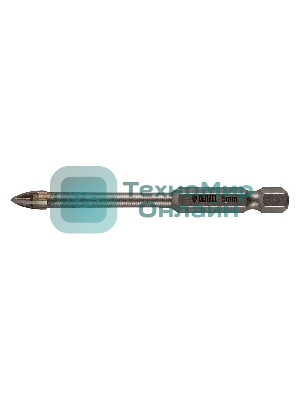 Сверло по керамической плитке Denzel 5 мм, крестовая пластина, 6-гр. хвостовик