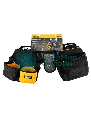 Пояс монтажника усиленный Denzel с лямками, сумки поясные, держатель для молотка