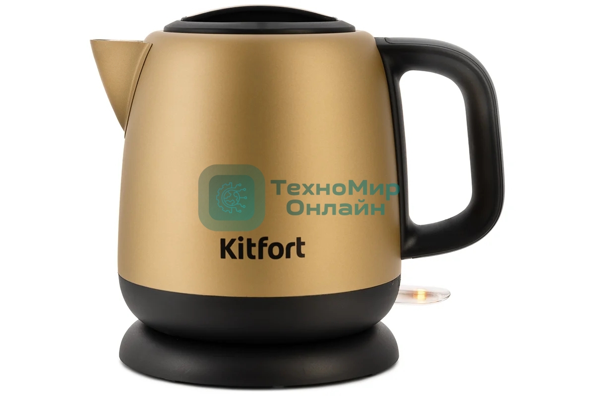 Чайник электрический Kitfort KT-6111 1л. 1630Вт золотистый/черный (корпус: нержавеющая сталь)