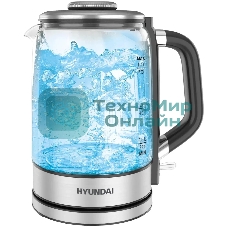 Чайник электрический Hyundai HYK-G5501 1.7 л, 2200 Вт, серебристый/черный
