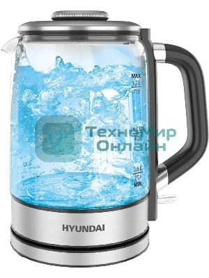 Чайник электрический Hyundai HYK-G5501 1.7 л, 2200 Вт, серебристый/черный