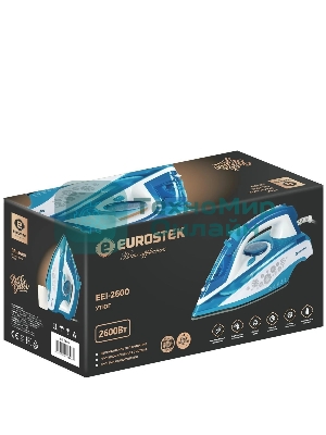 Утюг Eurostek EEI-2600 синий/белый, 2600 Вт, 45 г/мин, 140 г/мин, 350 мл