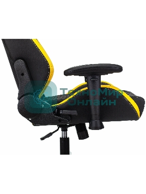 Кресло Knight Neon черный/желтый, экокожа, 120 кг, механизм качания