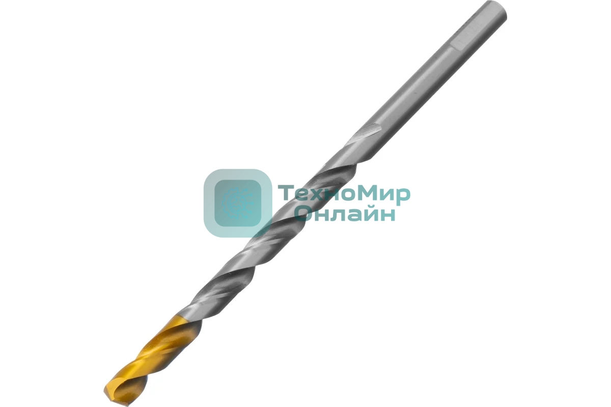 Сверло спиральное по металлу Denzel 7,5 х 156 мм, Р6М5, Golden Tip, удлиненное