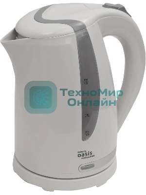 Чайник электрический Oasis K-2PW 1.7 л, 2200 Вт, белый корпус: пластик