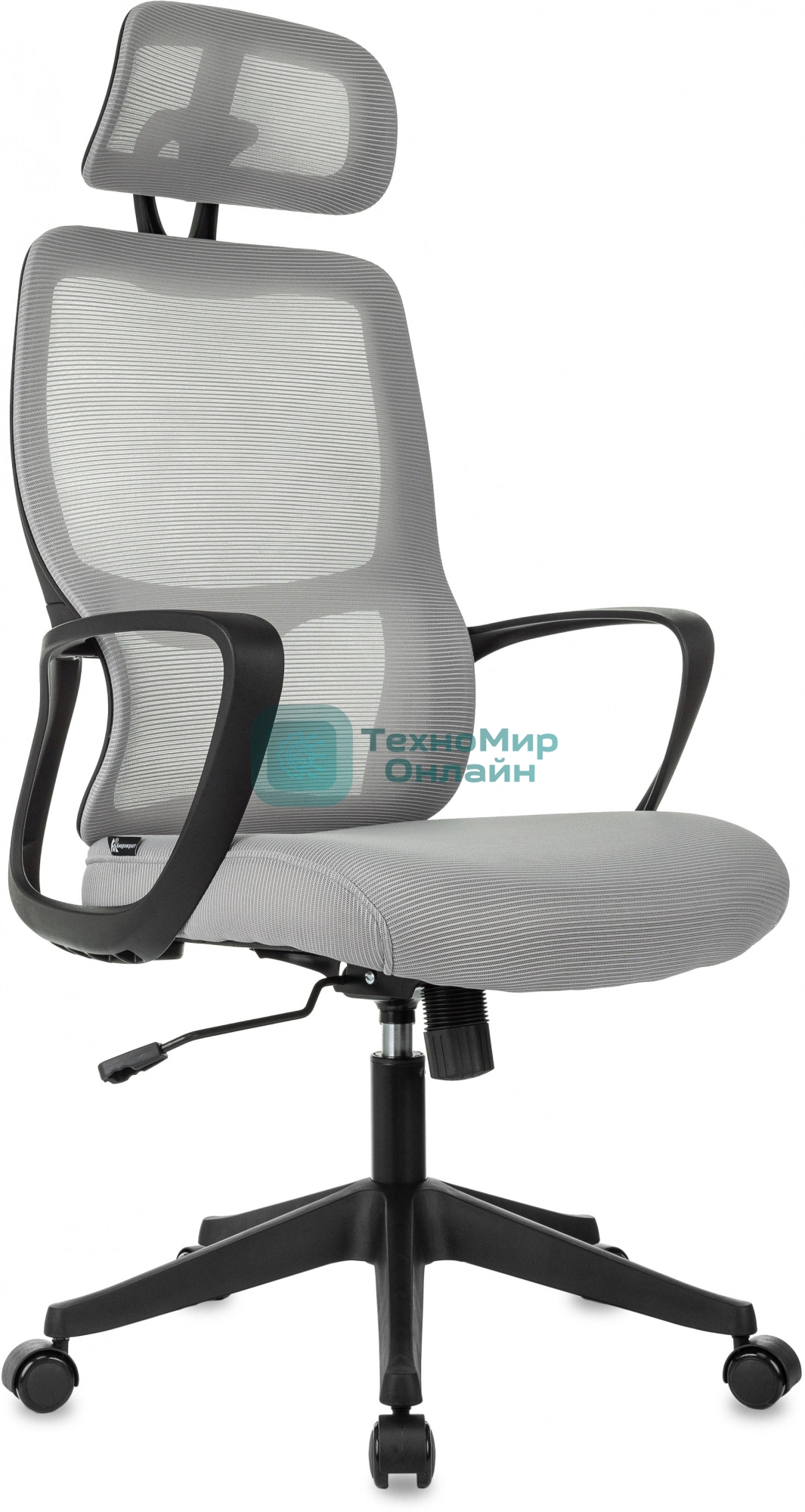 Кресло Бюрократ Wise серый, сетка, подголовник