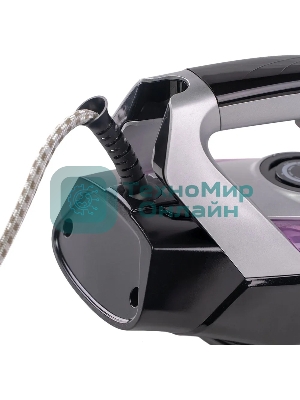 Утюг Galaxy Line GL 6128, фиолетовый с черным, паровой, 2200 Вт, постоянный пар 30 г/мин, паровой удар 140 г/мин, функции: самоочистка, антикапля, антинакипь, функция увлажнения, вертикальное отпаривание, защита от перегрева, индикатор нагрева, керамическое покрытие подошвы, резервуар для воды 170 мл