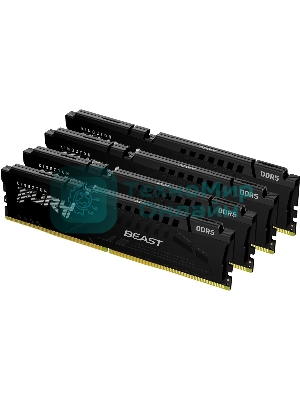 Оперативная память Kingston Fury Beast, DDR5, 64Gb (4x16GB), 6000MHz, CL40, DIMM, с радиаторами, черный