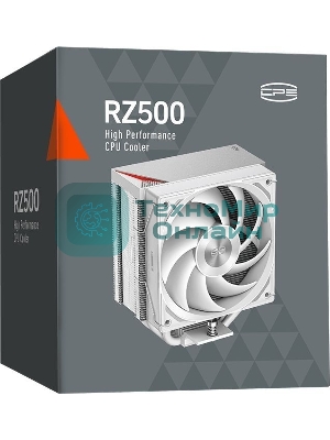 Устройство охлаждения (кулер) PcCooler RZ500 Soc-AM5/AM4/1200/1700/1851 белый 4-pin 32dB Al+Cu 250W Ret (RZ500-WHNWNX-GL)