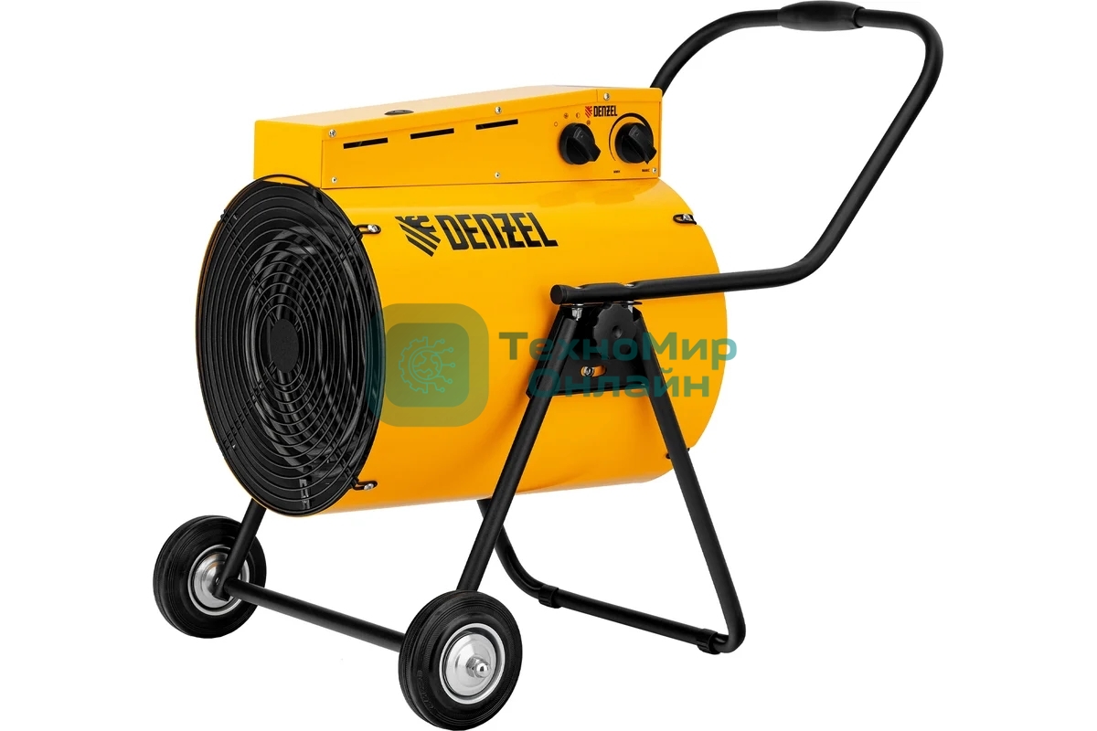 Тепловая пушка Denzel SFH-15000, 400 В, желтый, 120/9000/15000 Вт, 150 м2, термостат