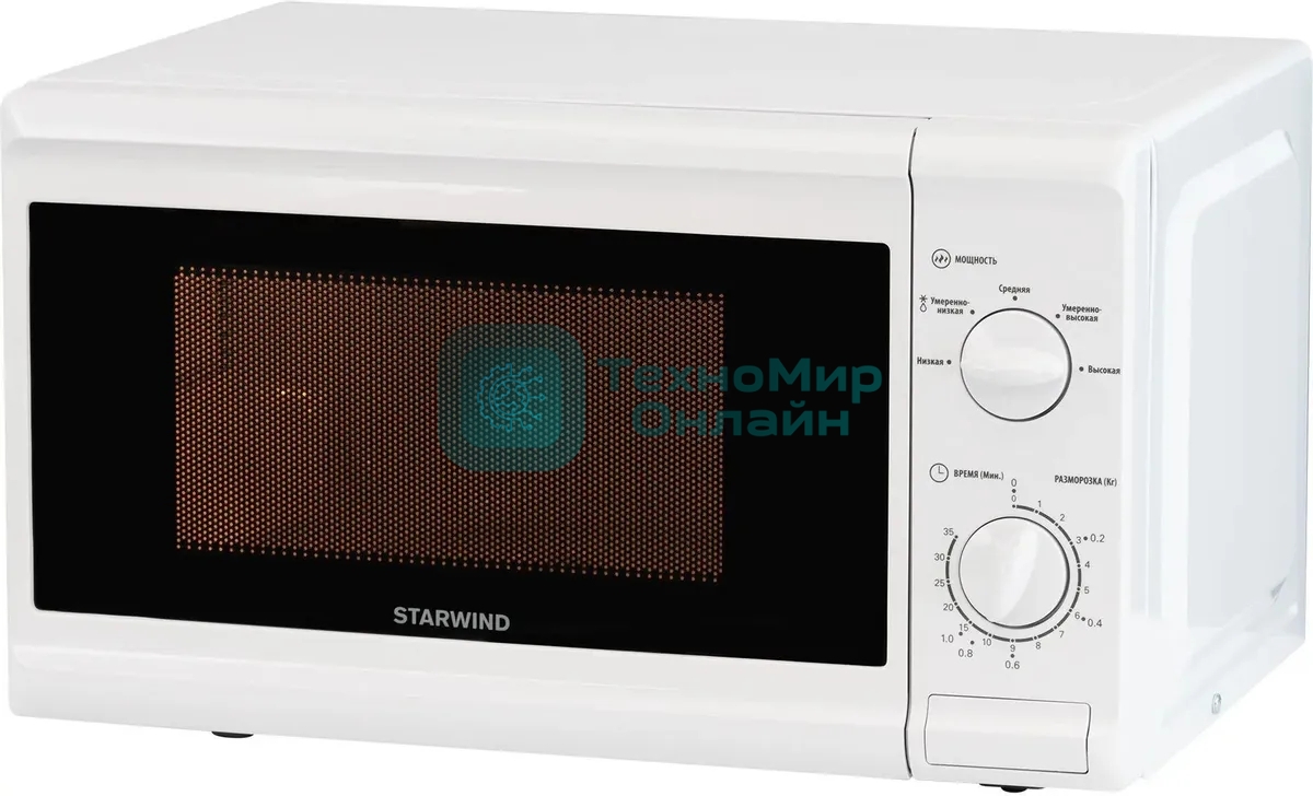 Микроволновая печь Starwind SWM5920 белый, 20 л, 700 Вт, переключатели - поворотный механизм