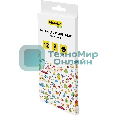 Карандаши цветные Silwerhof Eco 2.6 мм, шестигранный профиль, пластик, ассорти, 12 цветов, коробка с европодвесом