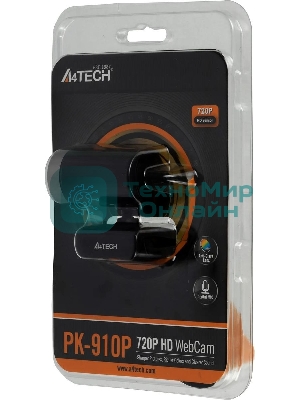 Веб-камера A4Tech PK-910P 1280x720, 30 кадр/с, USB Type-A, микрофон, универсальное крепление
