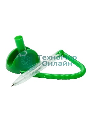 Ручка шариковая Buro зеленый, d=0.7мм, синие чернила, индивидуальный пакет с европодвесом, на подставке, сменный стержень, линия 0.5мм, круглая