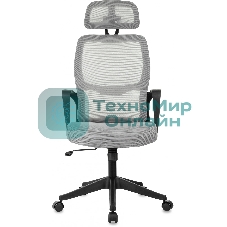 Кресло Бюрократ Wise серый, сетка, подголовник