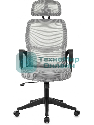 Кресло Бюрократ Wise серый, сетка, подголовник