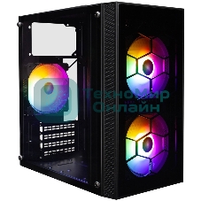 Компьютерный корпус 1STPLAYER FIREBASE X1 черный mATX 3x120мм LED fans X1-BK-3F1