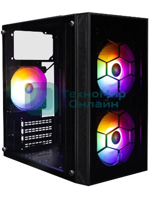 Компьютерный корпус 1STPLAYER FIREBASE X1 черный mATX 3x120мм LED fans X1-BK-3F1