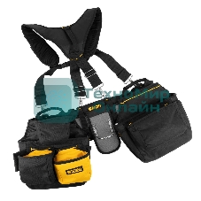 Пояс монтажника усиленный Denzel с лямками, сумки поясные, держатель для молотка