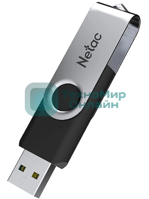 Флешка USB Netac U505 (NT03U505N-008G-20BK), 8Gb, USB 2.0, R/W 70/30, черный/серебристый
