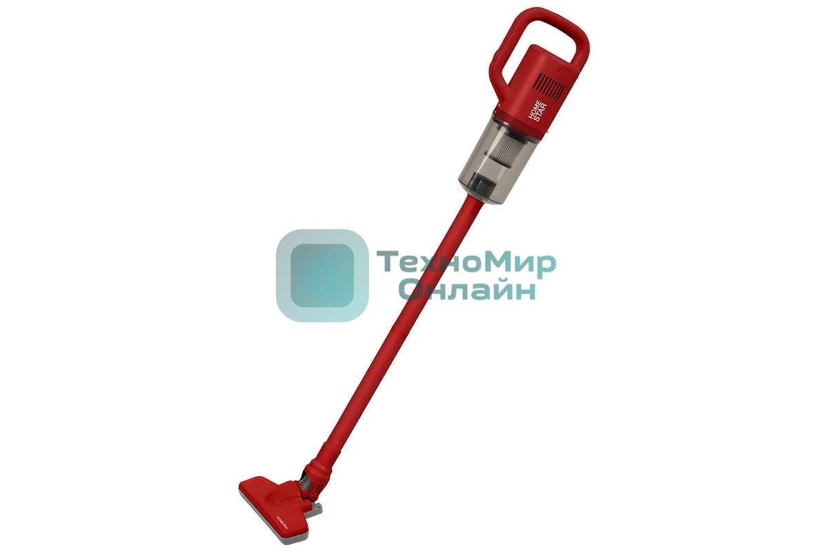 Пылесос вертикальный Homestar HS-1027 красный, питание от аккумулятора, 200 Вт, уборка сухая, пылесборник 1.5 л