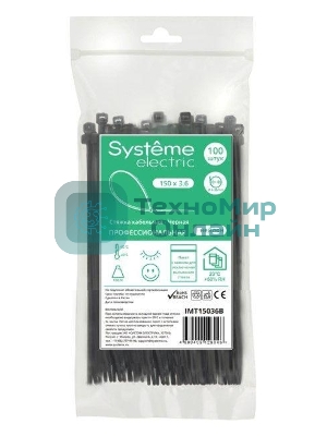 Стяжка кабельная SE IMT15036B 150х3.6 черный (уп.100 шт)