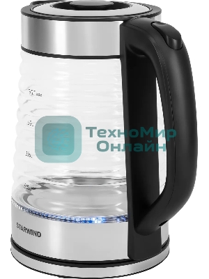 Чайник электрический Starwind SKG2111 2 л, 1800 Вт, черный/прозрачный корпус: стекло