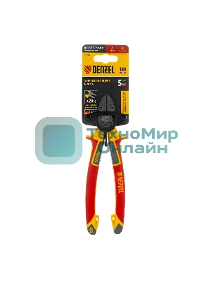 Бокорезы Denzel диэлектрические рукоятки, до 1000 В, трехкомпонентные рукоятки, 180 мм