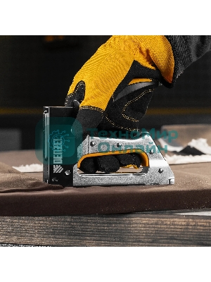 Степлер металлический Denzel скобы в комплекте, 2К рукоятка, тип 53, 6-10 мм