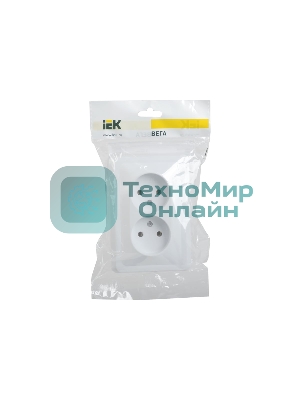 Розетка 2-м СП Вега РС12-2-ВБ без заземл. контакта без защ. штор 10А белый IEK ERV20-K01-10-DM