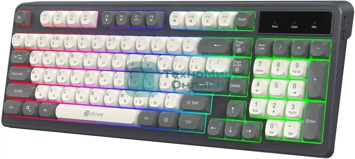 Клавиатура Oklick 731G проводная, USB Type-A, серый/белый
