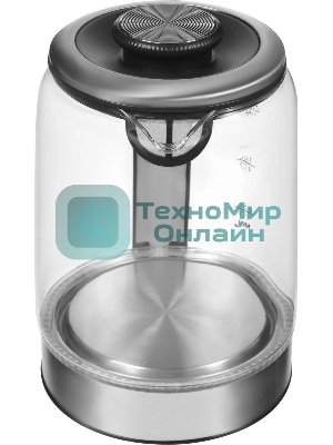 Чайник электрический Hyundai HYK-G5501 1.7 л, 2200 Вт, серебристый/черный