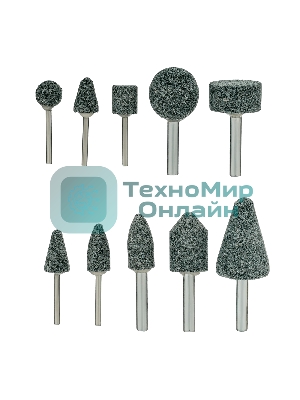 Набор шарошек Denzel абразивных для дрели (ПШМ), 63С, 10 шт.