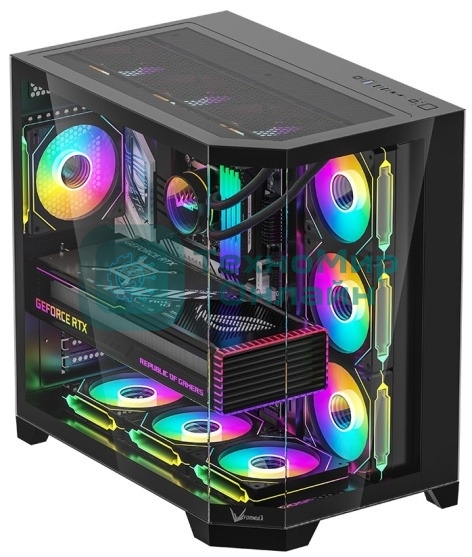 Компьютерный корпус Formula V Line Crystal Z6 Black, ATX, Left & Front & Bevel side Tempered Glass, TYPE-C*1, USB3.0*2