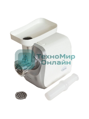 Мясорубка электрическая ECON ECO-1050MG белый, 1600 Вт, 1.8 кг/мин, реверс, защита от перегрузки, насадки - 4