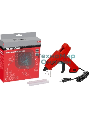 Клеевой пистолет Matrix 11 мм, 40 (100) Вт, 18 г/мин, выключатель и индикатор напряжения