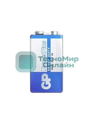 Солевая батарейка GP PowerPlus 9V Крона - 1 шт. в пленке