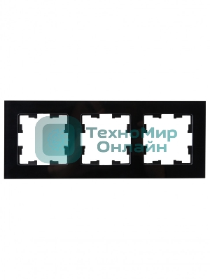 Рамка 3-местная IEK BRITE РУ-3-2-БрЧ стекло черный