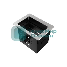 Прямоугольный металлический корпус Wize Pro WRTS-06BOX-S для модульной системы врезного лючка в стол с убирающейся крышкой для установки до 6 модулей-вставок, преустановленная рамка, серебристый