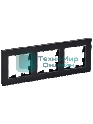 Рамка 3-местная IEK BRITE РУ-3-2-БрЧ стекло черный